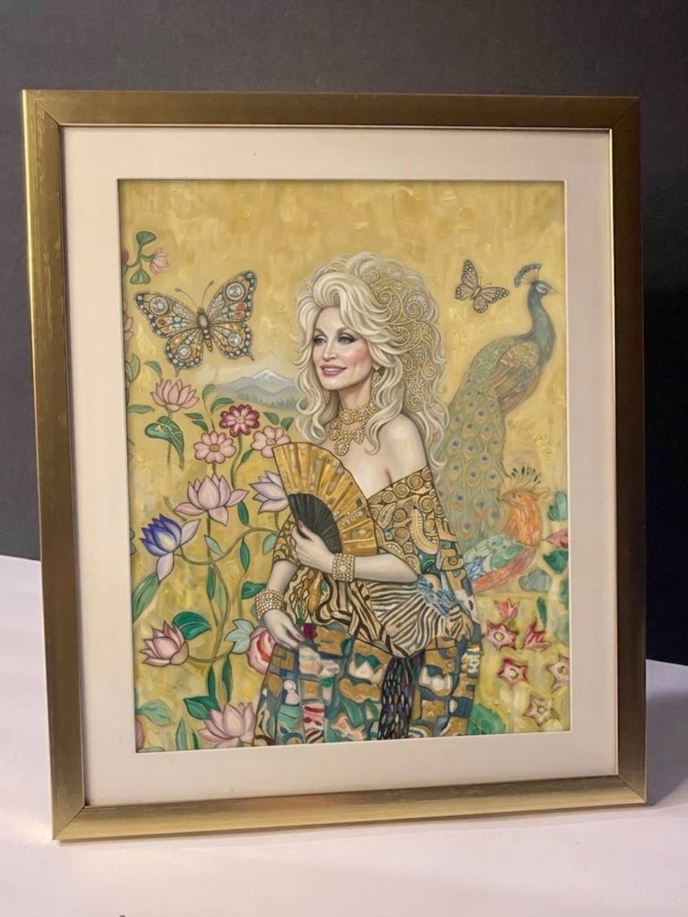 Dolly Parton in Gustav Klimt garden Framed Art print